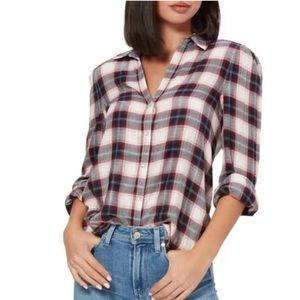 PAIGE Women's Enid Shirt Plaid Burgundy New